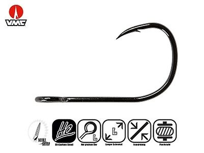 VMC 7237 Inline Single Hooks Size 6 Coastal Black Pack of 10