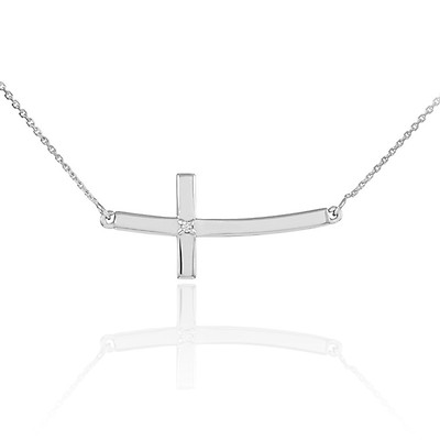 Silver horizontal hot sale cross necklace