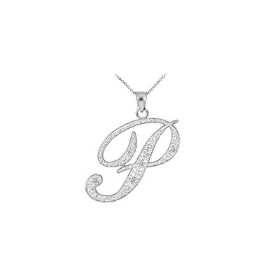 CZ Script Letter M Necklace in Sterling Silver Gold Boutique