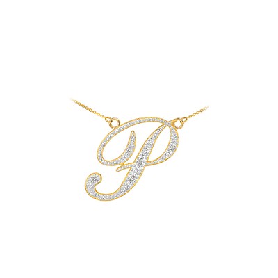 Diamond script initial on sale necklace