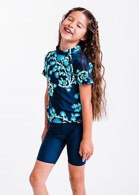 Girl's Surfer Swim Top With Long Bike Swim Shorts