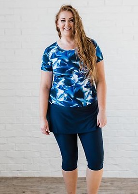 Plus Size Adele Swim Top With Skirted Swim Capris