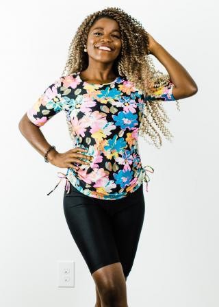 Lena Swim Top With Long Bike Swim Shorts