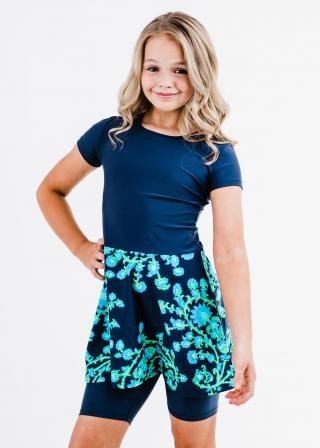 Girl's Dixie Swim Dress With Long Bike Swim Shorts