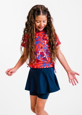 Girl's Surfer Swim Top With Midi Swim Skort