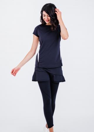Pro Cap Sleeve Performance Top With Mesh Panels With A-line Lycra® Short Sport Skirt With Attached 27" Leggings
