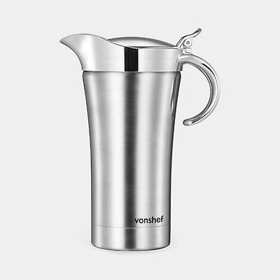 12 Cup Silver Cafetiere with Spoon | Coffee Making | VonShef