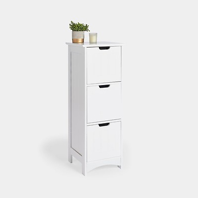 Produktbild von Lynen White Shaker Badezimmer-Regal – Schlankes Aufbewahrungsmöbel Aus Holz, 35 Cm Hoch