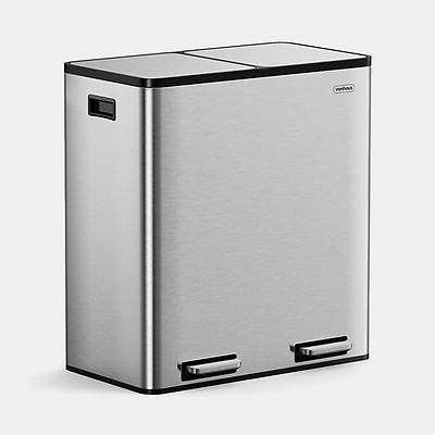 60L Sage Green Bin | Double Bins for Kitchen | VonHaus
