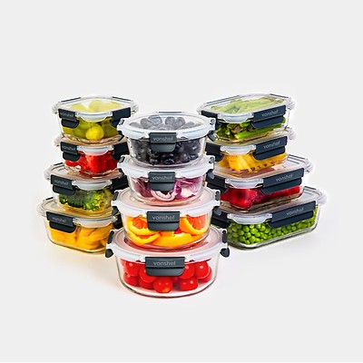10 Glass Lunch Boxes With Lock LIDS, A Set Of Glass Food Storage Containers