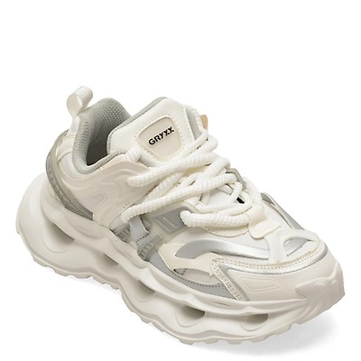 Pantofi sport GRYXX albi, 80410, din piele naturala
