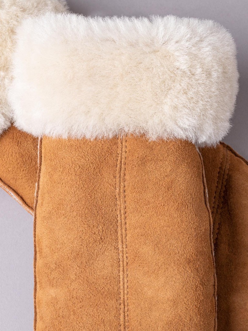 Ladies' Classic Sheepskin Mittens in Tan Lakeland Leather