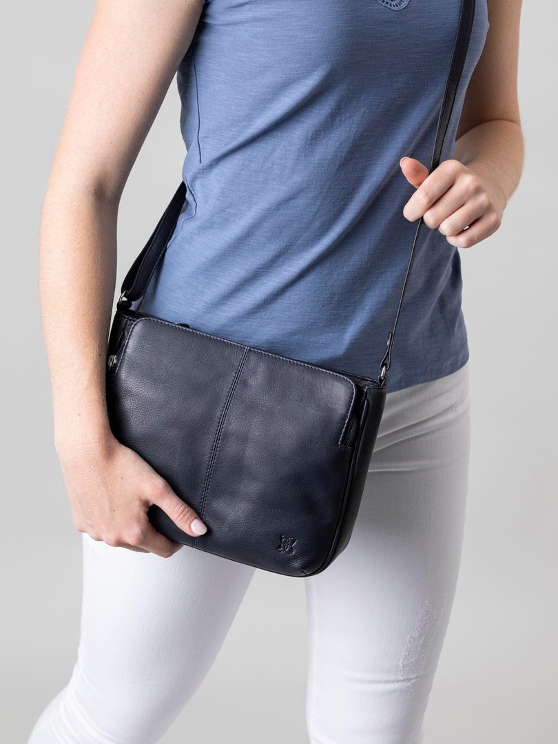 Lowther Leather Cross Body Bag in Navy Lakeland Leather