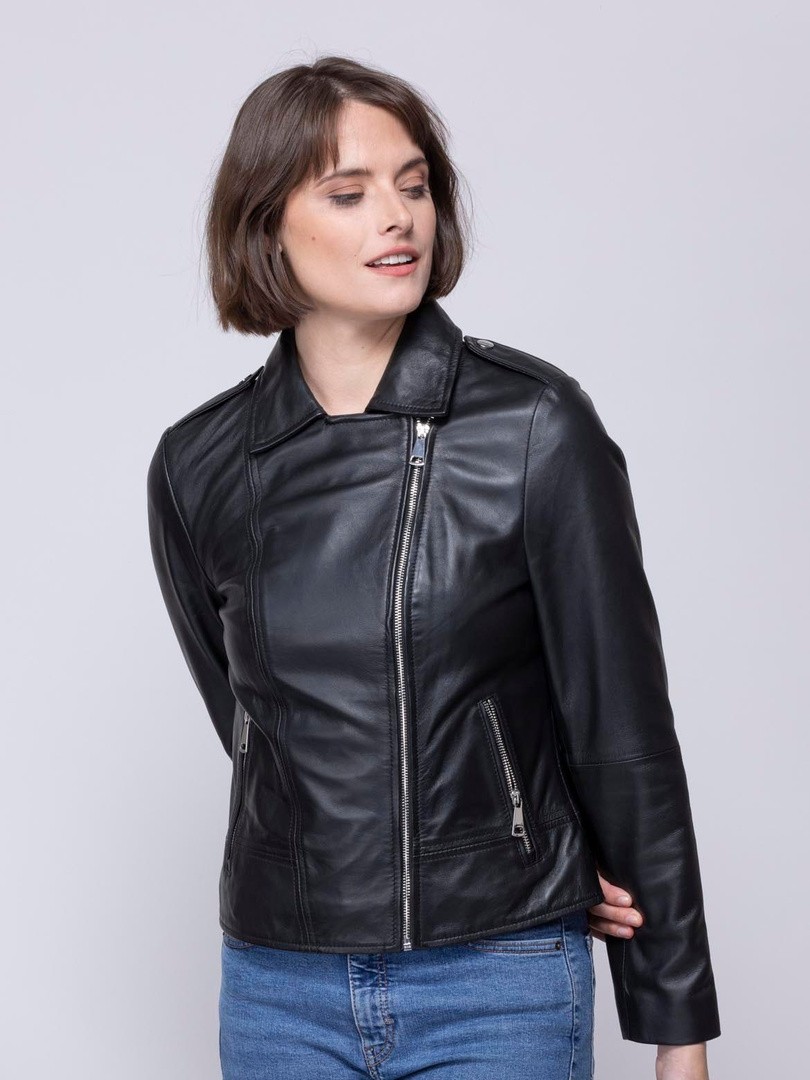 Grasmere Leather Biker Jacket in Black - | Lakeland Leather