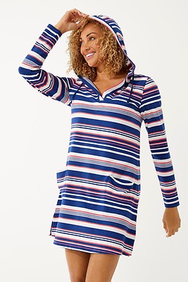 Coolibar UPF 50 Womens Oceanside Tunic Dress Sun Protective 2X- Black Modern Palm