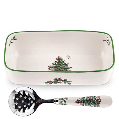 Spode Christmas Tree Chip & Dip Platter - 12-Inch Square Serving Set For Holidays - View #3