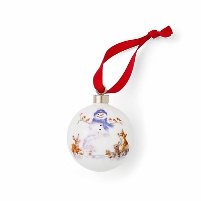 Royal Worcester Christmas Bauble - Wrendale Designs Bunny Rabbit Fine Bone China Ornament