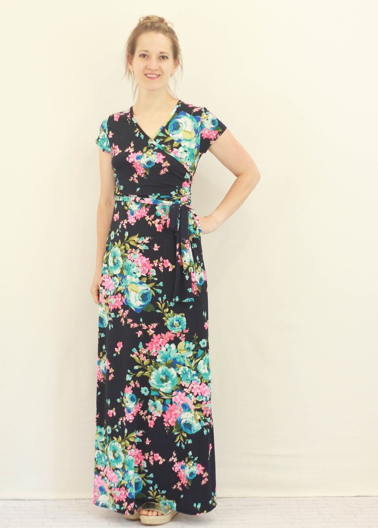 mia floral wrap maxi dress navy