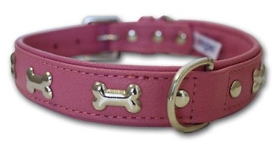 Angel Leather Dog Collar - Amsterdam - Bubblegum Pink