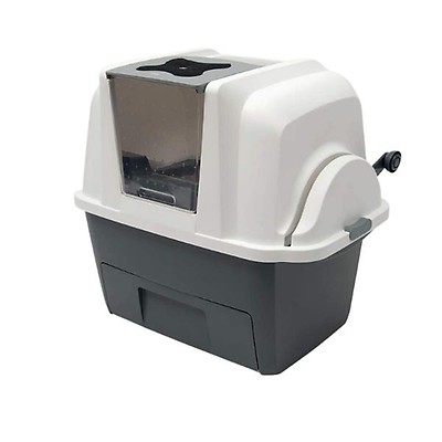 Covered corner outlet litter box