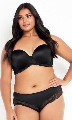 City Chic Curve Brooke push up racer back lace bra in black