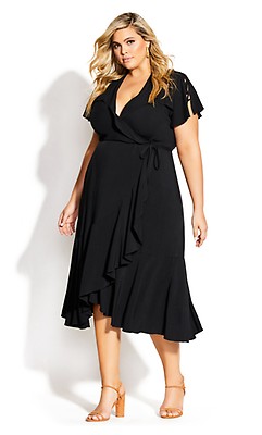 Women's Plus Size Plus Size Black Wrap Dress