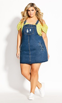 plus size denim pinafore