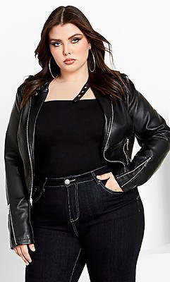 Leather jacket for curvy ladies best sale