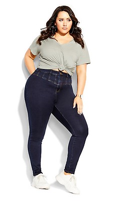 Women's Plus Size Harley Rip Vibes Corset Mid Wash Skinny Jean