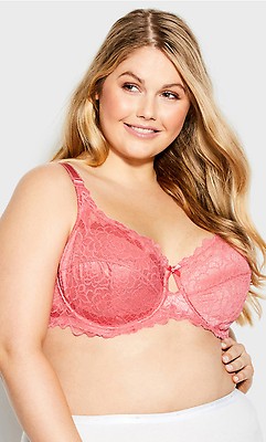 Soft-cup Lace Bra - Neon pink - Ladies