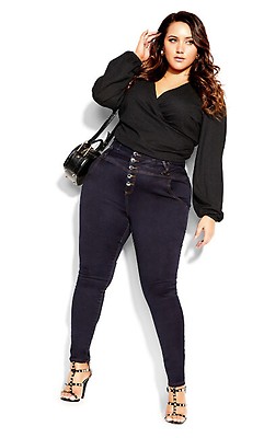 Women's Plus Size Harley Rip Vibes Corset Mid Wash Skinny Jean