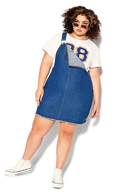 plus size denim pinafore