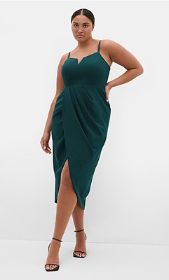 Women's Plus Size Mali Cowl Neck Slip Green Dress