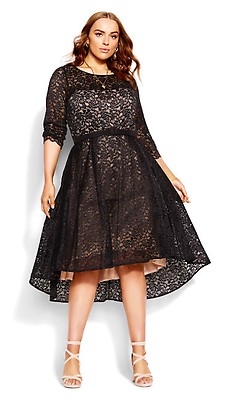 Women's Plus Size Ambrosia Strapless Black Embroidered Dress