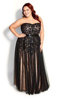 City chic black strapless 2024 dress