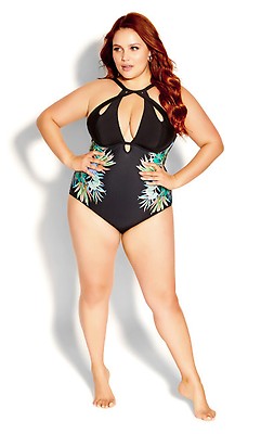 Women s Plus Size Cancun Underwire 1 Piece Black Swimsuit