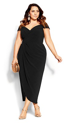 Plus Size Rebecca Sheer Insert Black Dress