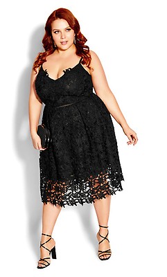 Women's Plus Size Plus Size Black Sweet Tie Dress