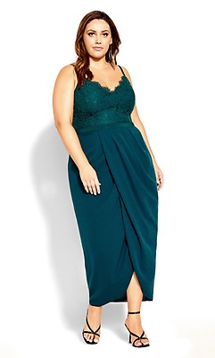 Women's Plus Size Sassy V Emerald Dress