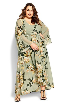 City Chic Women's Apparel Womens Floral Maxi Dress with Lattice Detail S XL  (83)