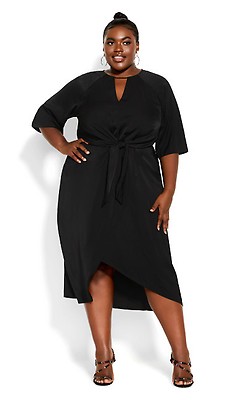 Women s Plus Size Adore Black Chiffon Mini Dress