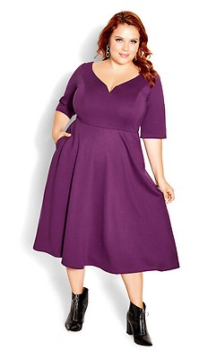 City Chic Women's Plus Size Sweet Pop Dress Elbow Length Sleeves Square  Neck - Vivid Green