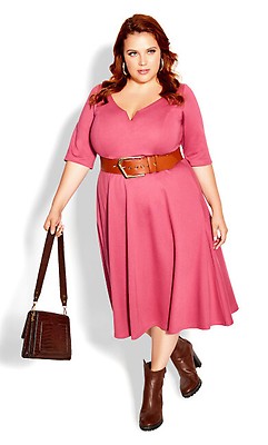 City Chic Women's Plus Size Sweet Pop Dress Elbow Length Sleeves Square  Neck - Vivid Green 