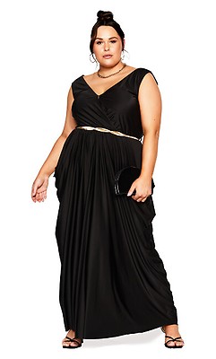 Women's Plus Size Athena Oxblood Goddess Maxi Dress