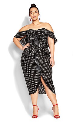 Women's Plus Size Palm Drape Black Maxi Dress