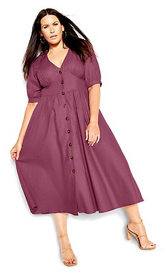 Women's Plus Size Precious Rosy Pleat Dress