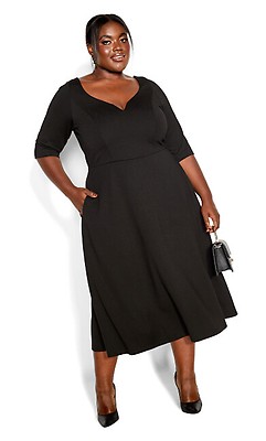 Plus Black Textured Tie Waist Shirt Dress