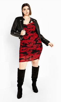 Women s Plus Size Spot Flock Black Dress