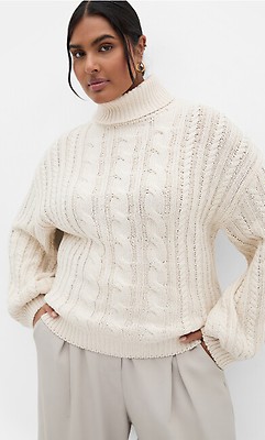 City Chic Plus Size Angel Sleeve Jumper Sweater - Turtle Neck, Boho Chic - View #5