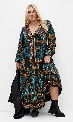 Women's Plus Size Katalina Floral Maxi Black Dress